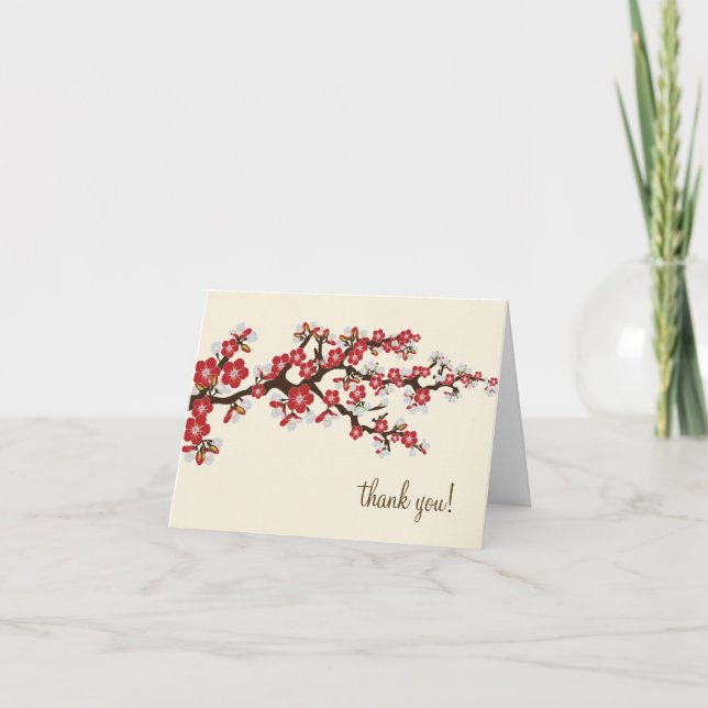 Carte de remerciement Fleur de cerisier avec photo (Devant)
