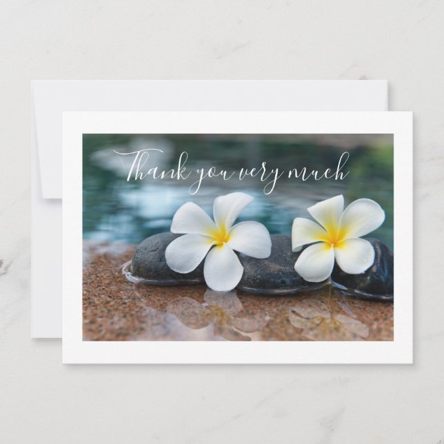 Carte de remerciement Fleur de plumeria sur le sab (Devant)