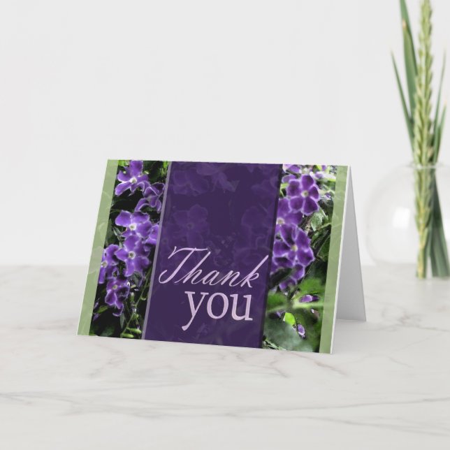 Carte de remerciement fleur violette (Devant)