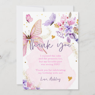 Carte de Remerciement Fleurie Violette pour Baby S