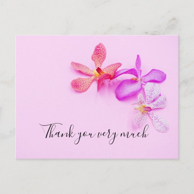 Carte de remerciement Fleurs d'orchidée sur fond r (Devant)