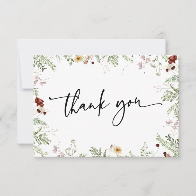 Carte de remerciement Fleurs sauvages bohèmes mini (Devant)