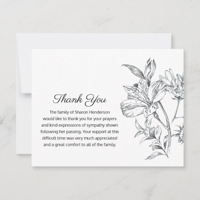 Carte de remerciement Floral Simple (Devant)
