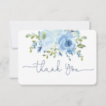 Carte de remerciement florale à l'aquarelle bleue