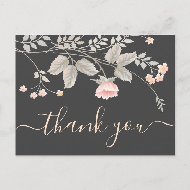 Carte de remerciement Florale à l'aquarelle élégan (Devant)