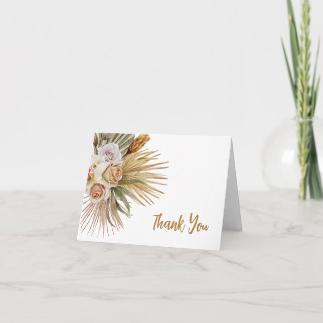 Carte de remerciement florale aquarelle Boho (Devant)