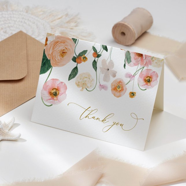 Carte de remerciement florale Coquelicot rose (Créateur téléchargé)