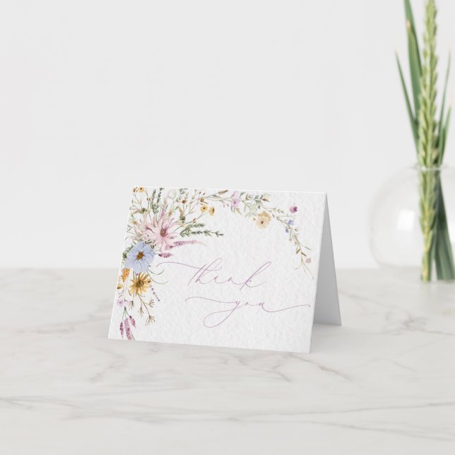 Carte de remerciement florale de fleurs sauvages B (Devant)