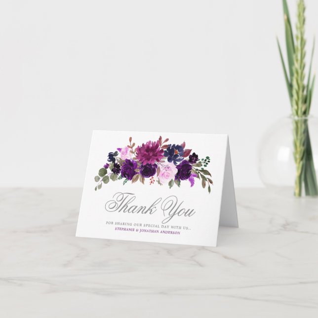 Carte de remerciement florale lavande violette Boh (Devant)