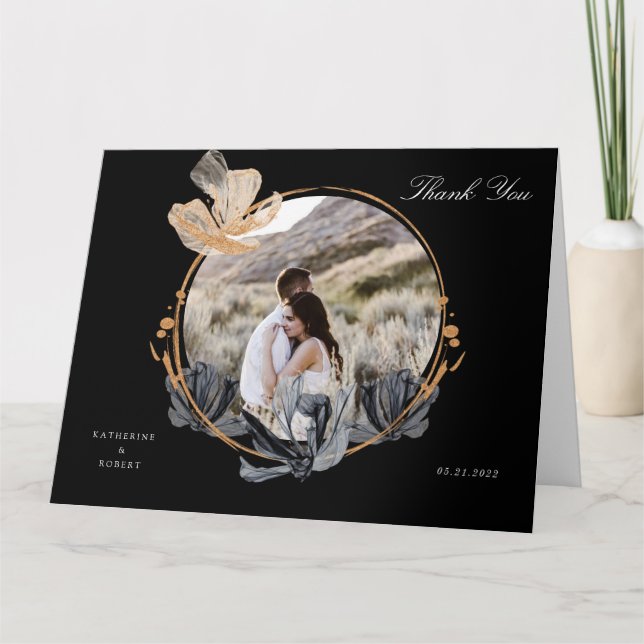 carte de remerciement florale noire exclusive en o (Devant)