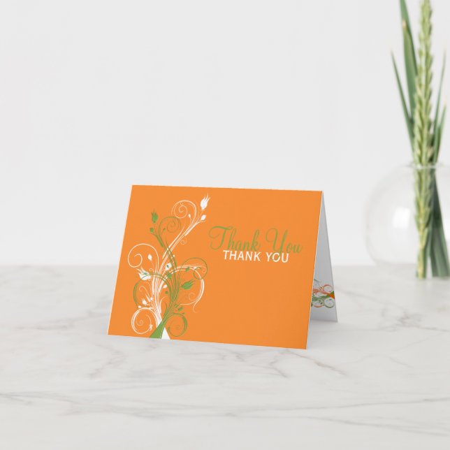 Carte de remerciement florale Orange Vert Blanc (Devant)