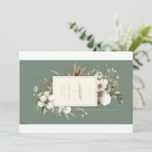 Carte de remerciement florale verte sauge élégante