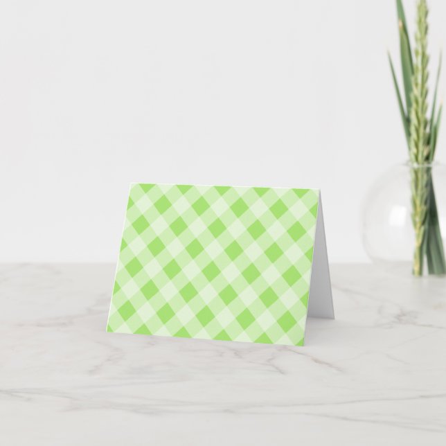 Carte de remerciement Gingham Vert Citron (Devant)