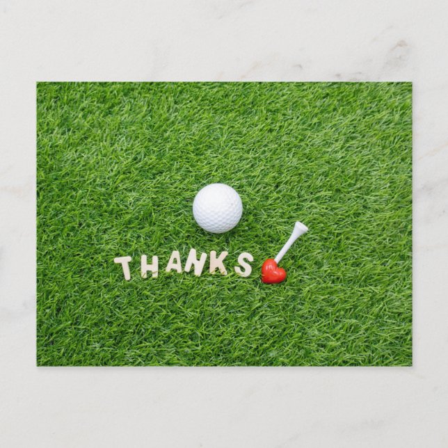 Carte de remerciement golf avec balle de golf et M (Devant)