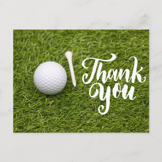 Carte de remerciement Golf avec balle de golf et v (Devant)