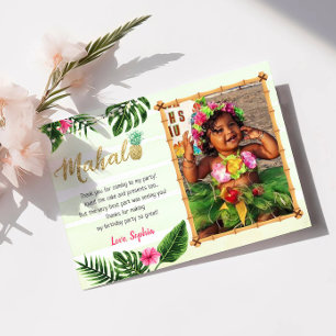 Carte de remerciement Green Tropical Mahalo