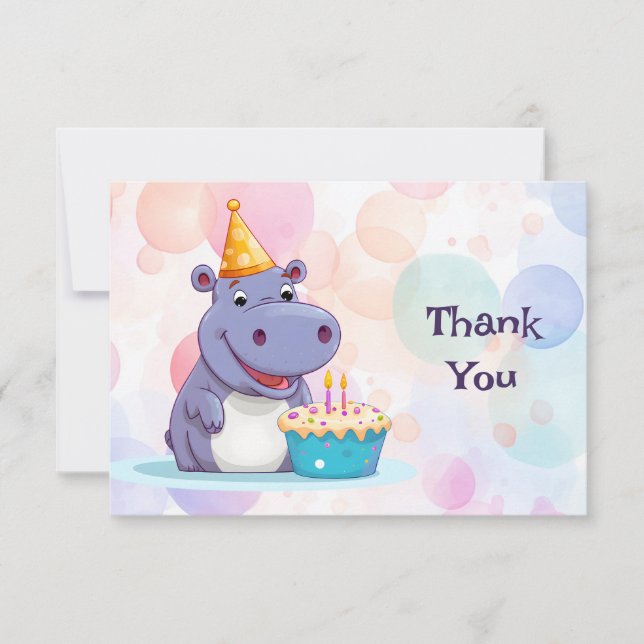 Carte de remerciement hippopotame (Devant)