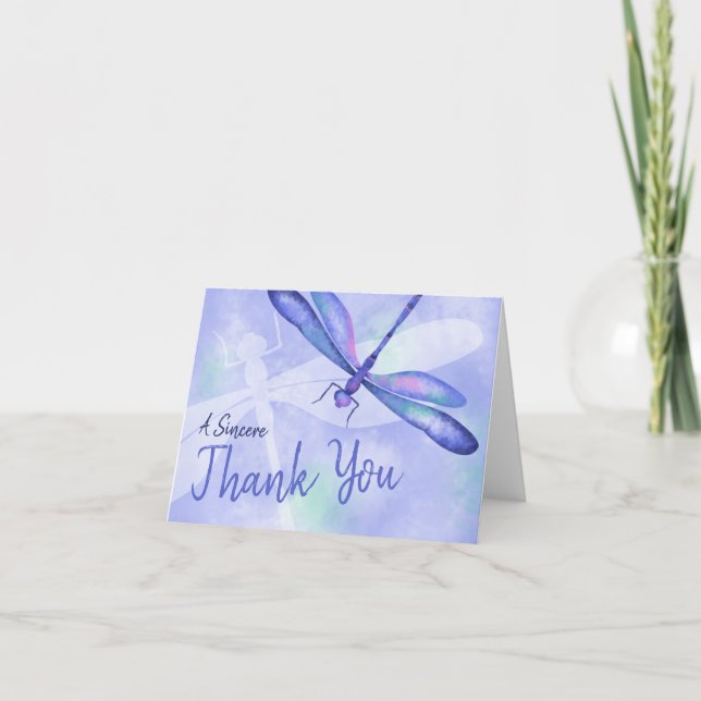 Carte de remerciement Libellule bleue (Devant)