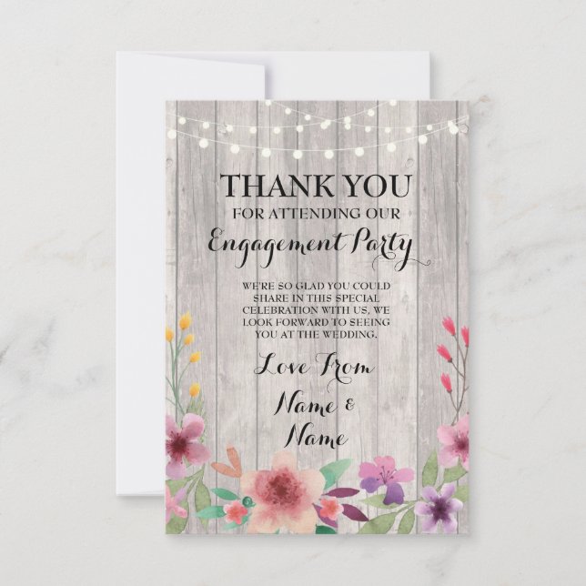 Carte de Remerciement Mariage Bois Floral (Devant)