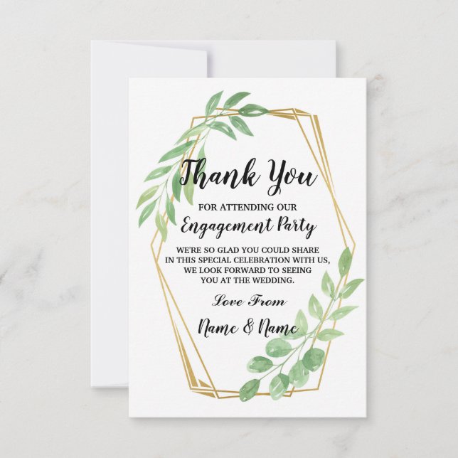Carte de remerciement Mariage Engagement Feuilles  (Devant)