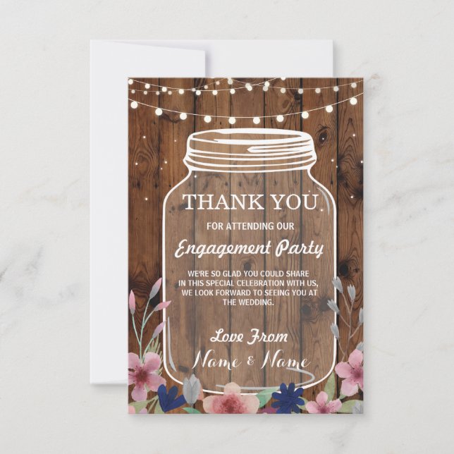 Carte de remerciement Mariage Engagement Fleur Jar (Devant)