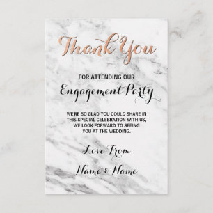 Carte de remerciement Mariage Fiançailles Rose Gol