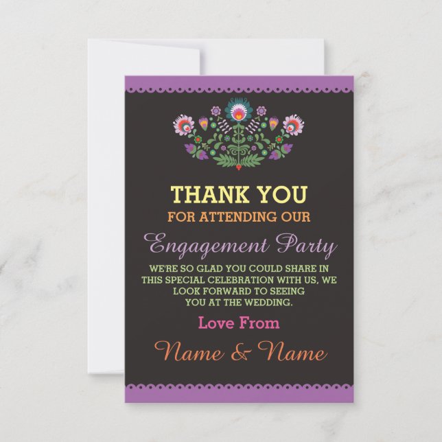 Carte de remerciement Mariage Fiesta Violet Mexica (Devant)