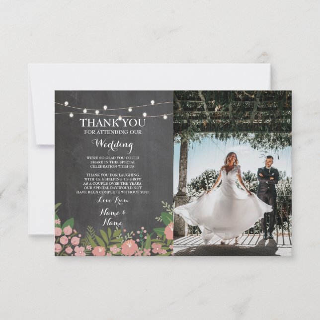 Carte de Remerciement Mariage Fleurs de Craie Pic (Devant)