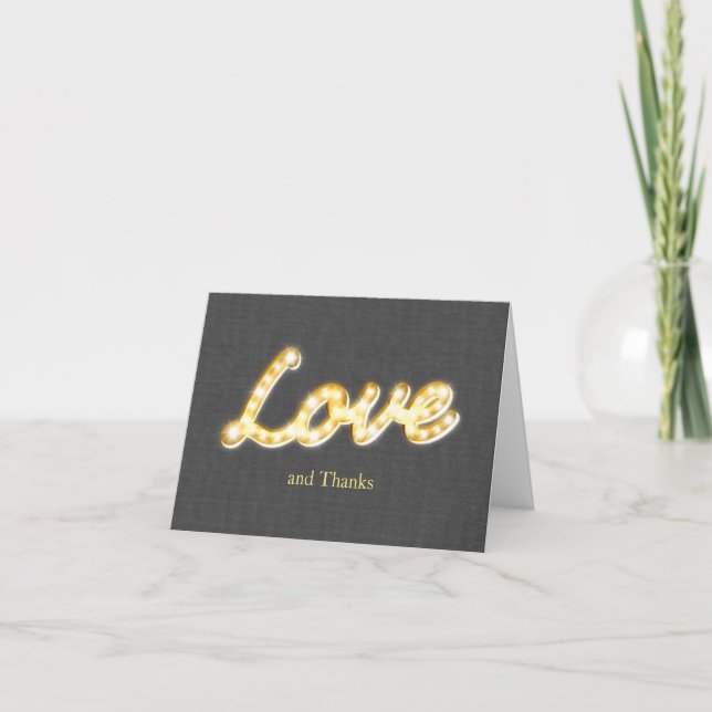 Carte de remerciement Marquee Lights gris burlap (Devant)