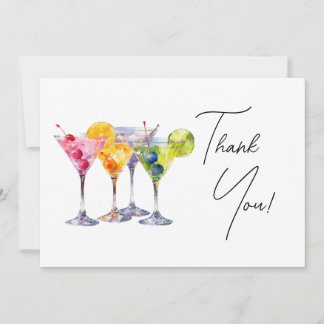 Carte de remerciement Martini Cocktail à l'aquarel