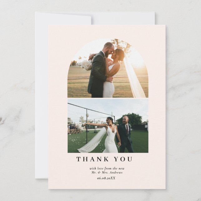 Carte de remerciement minimaliste moderne avec 3 p (Devant)