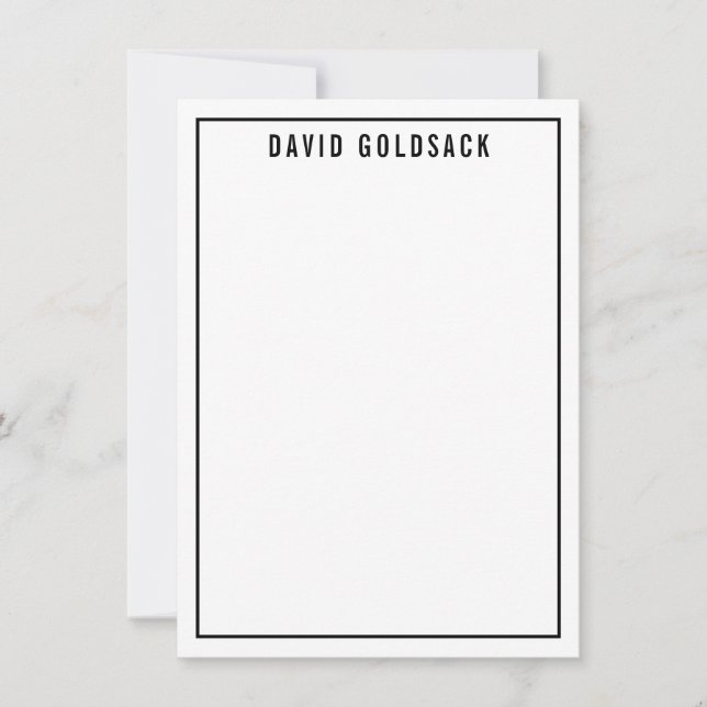 CARTE DE REMERCIEMENT moderne simple nom noir blan (Devant)