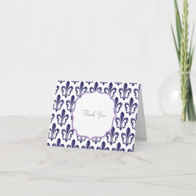 Carte de remerciement Navy/Lavender (Devant)