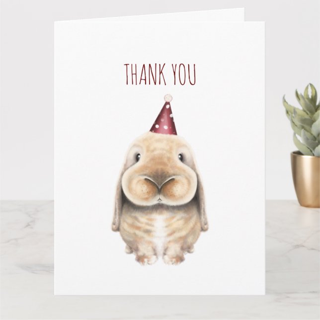 Carte de remerciement numérique de lapin mignon (Petite plante)