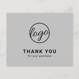 Carte de remerciement personnalisée avec logo gris