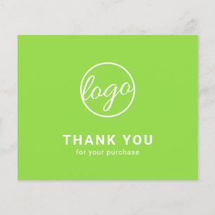Carte de remerciement personnalisée avec logo vert