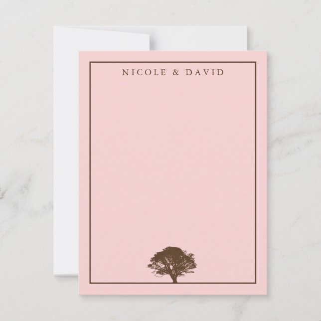 Carte de remerciement personnalisée couple chêne r (Devant)