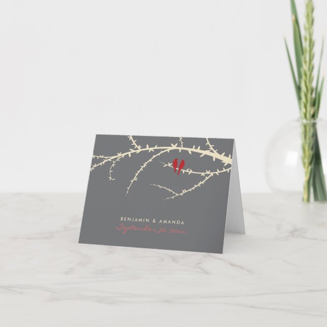 Carte de remerciement personnalisée Love Birds (ca (Devant)