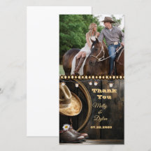 Carte de remerciement photo avec bottes de campagn