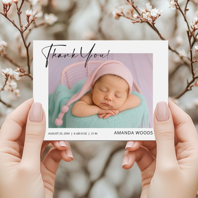 Carte de remerciement photo bébé minimaliste (Créateur téléchargé)