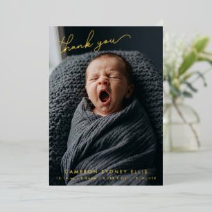 Carte de remerciement Photo Bébé Naissance Stats F