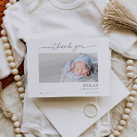 Carte de remerciement photo de bébé minimaliste ca