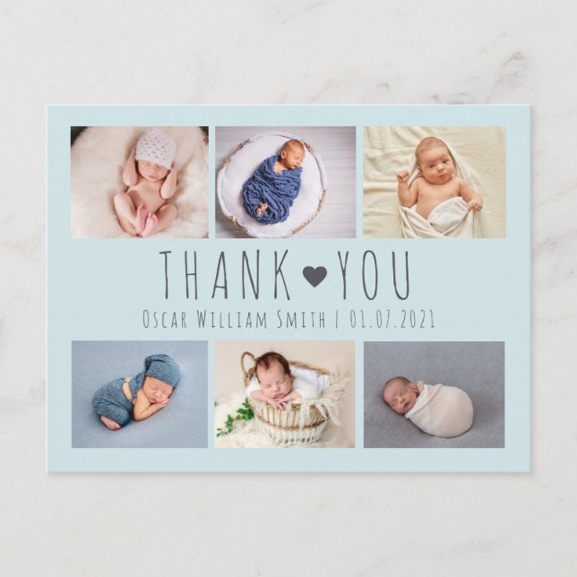 Carte de remerciement photo de garçons mignons ble (Devant)