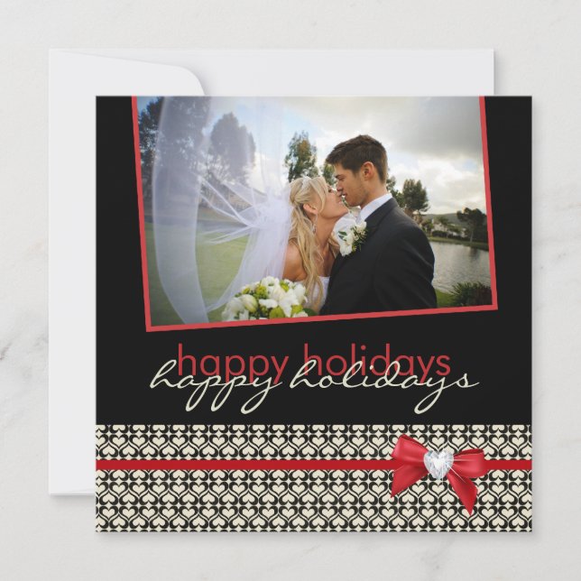 Carte de remerciement photo de mariage de Noël (Devant)