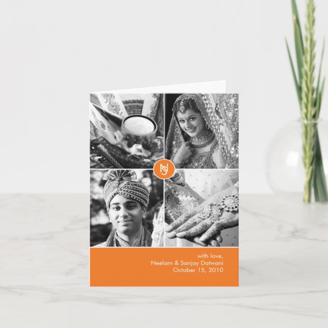 Carte de remerciement photo de mariage indien 4 (Devant)