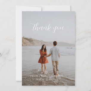 Carte de remerciement photo de mariage minimaliste