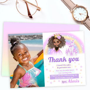 Carte de remerciement photo de princesse afro-amér