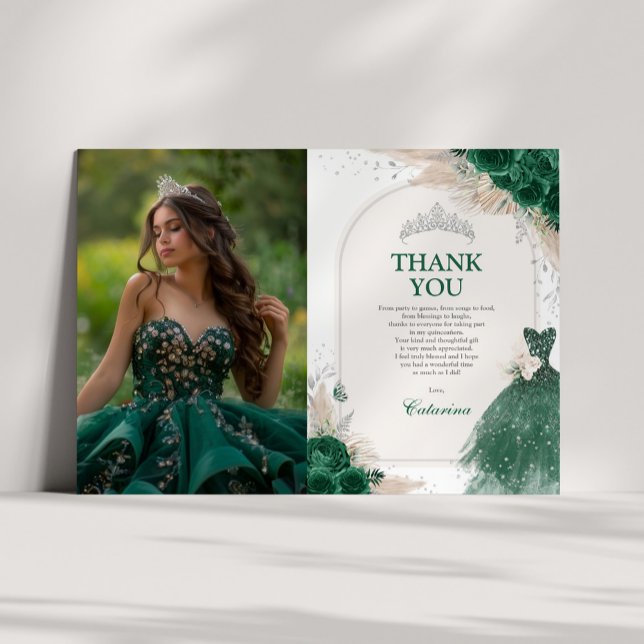 Carte de remerciement photo de Quinceanera argent  (Créateur téléchargé)