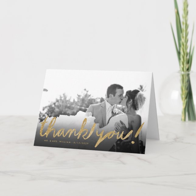 Carte de remerciement photo élégante avec faux écl (Devant)