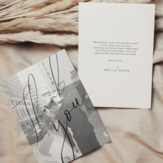 Carte de remerciement photo plate à script minimal